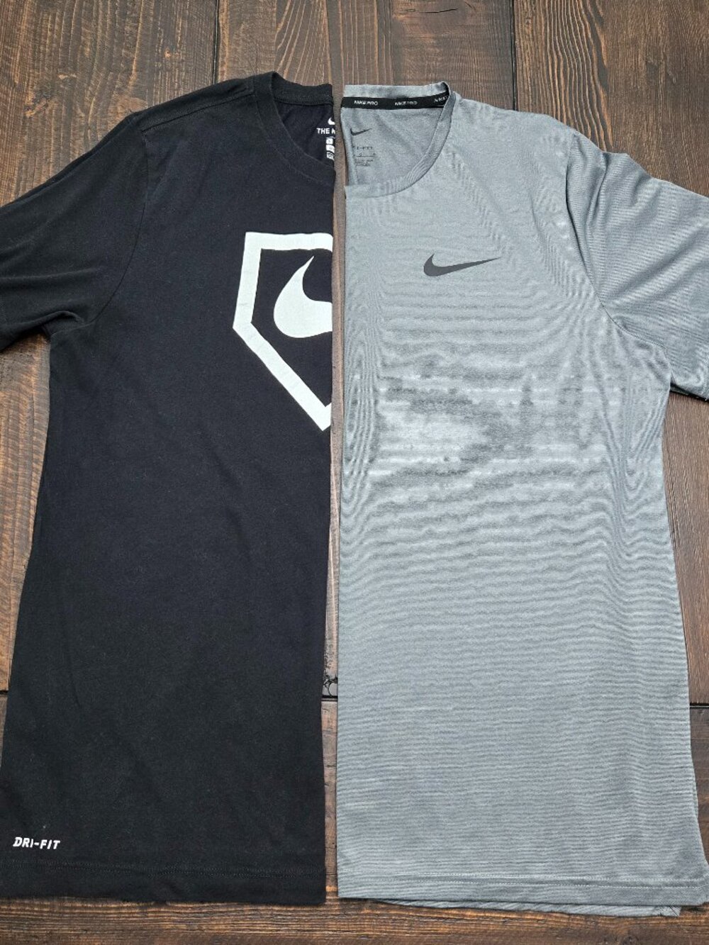 Lot of 2 Nike Dri-Fit Shirts Mens Large Gray Black Pro Training NWOT